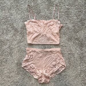 Victoria’s Secret Lace Gold Heart Cami and shorts PJ set